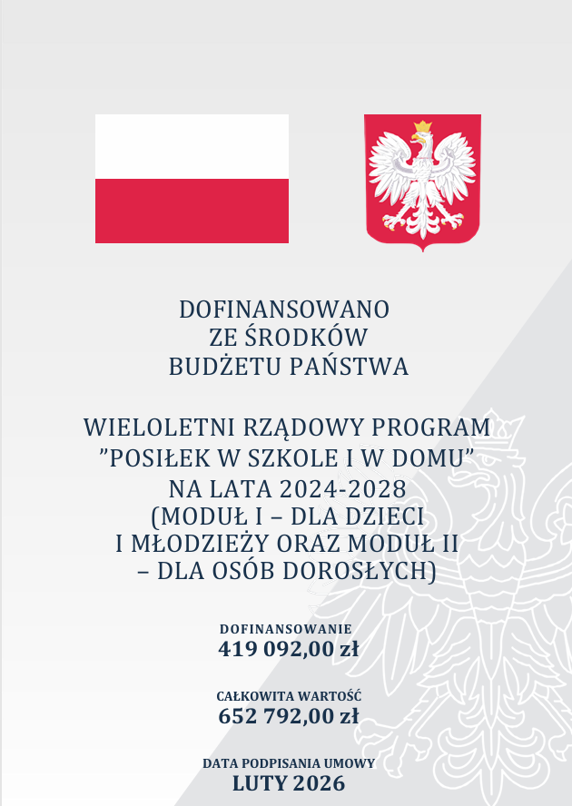 Plakat wieloletni rządowy program "Posiłek w&nbsp;szkole i&nbsp;w&nbsp;domu"